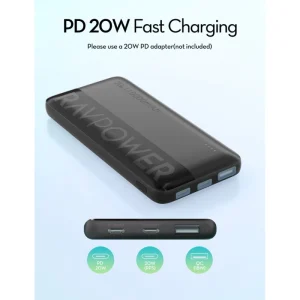 پاوربانک راوپاور RAVPOWER RP-PB1228 ظرفیت ۱۰۰۰۰ میلی آمپر (گارانتی آواژنگ)