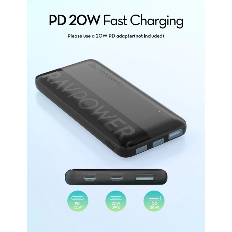 پاوربانک راوپاور RAVPOWER RP-PB1228 ظرفیت 10000 میلی آمپر (گارانتی آواژنگ) - Image 2