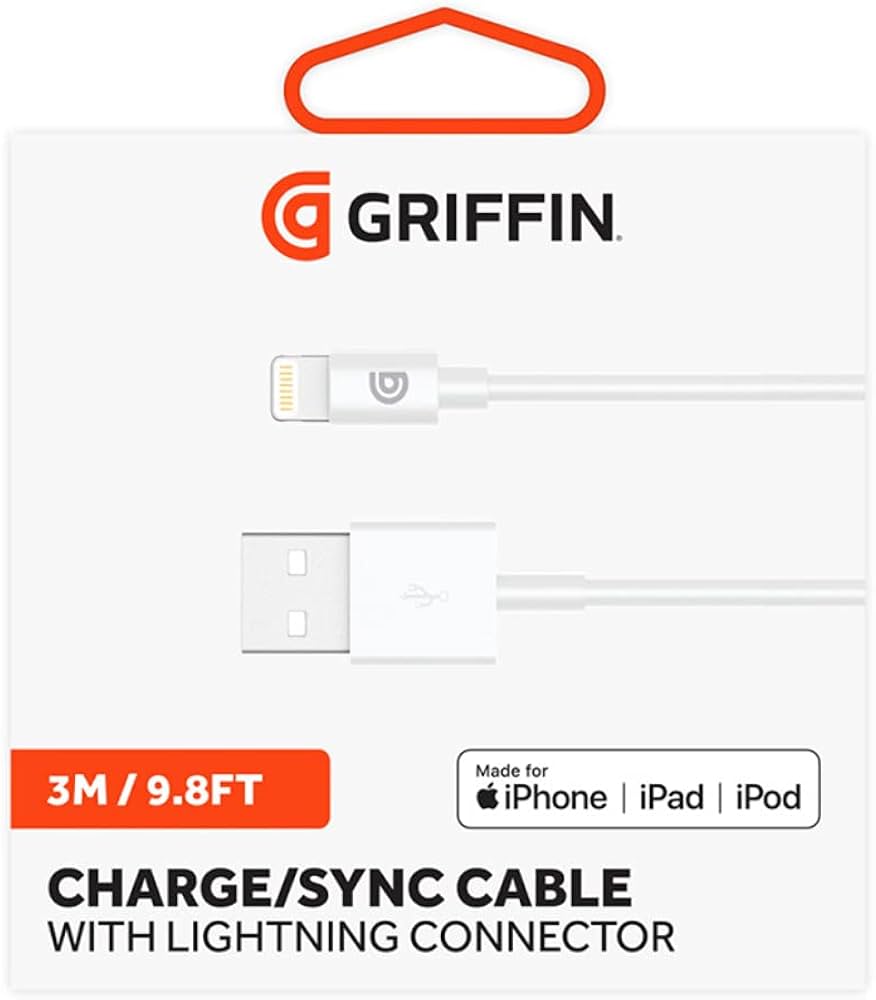 کابل شارژ آیفون برند گریفین GRIFFIN به طول 3 متر (اورجینال) - Image 2