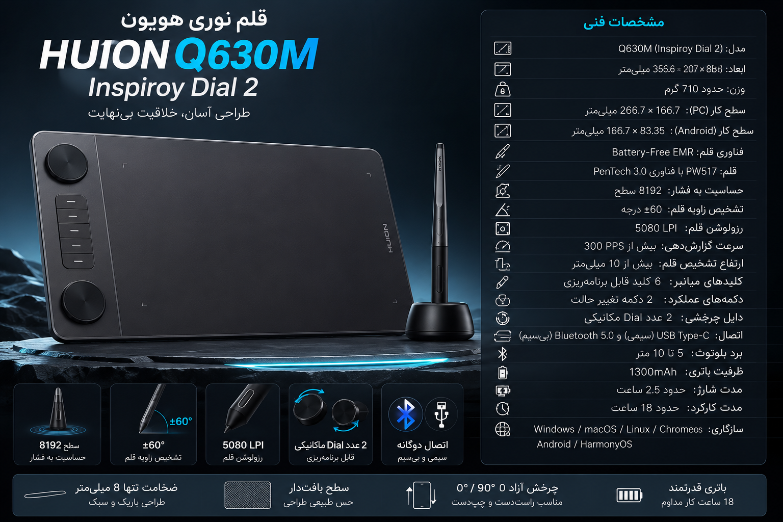 قلم نوری هویون HUION Q630M - Image 2