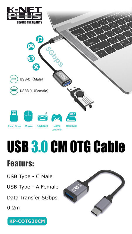 تبدیل OTG تایپ سی به USB 3.0 کی نت پلاس K-NET PLUS Kp-Cotg30Cm - Image 3